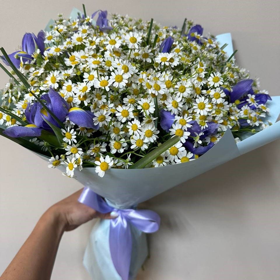 Букет из ромашек и ирисов Букет из ромашек и ирисов