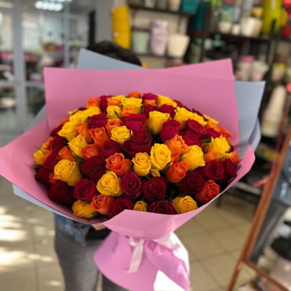 Букет из 101 кенийской розы 50 см