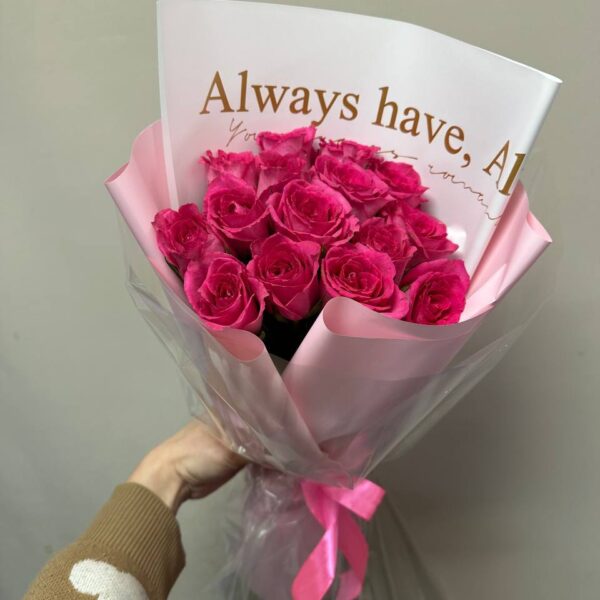 Букет из 15 кенийских розовых роз